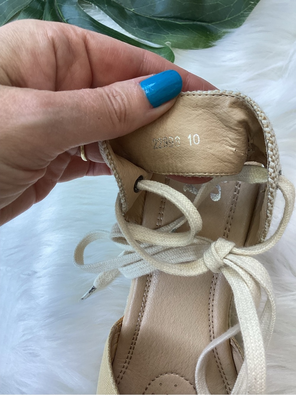 JG Ankle Tie Espadrilles Wedge Shoes Tan 10 - Picture 9 of 11
